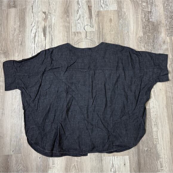 EILEEN FISHER Charcoal Linen Blend Button Front Boxy Blouse Women’s XL - Picture 2 of 8